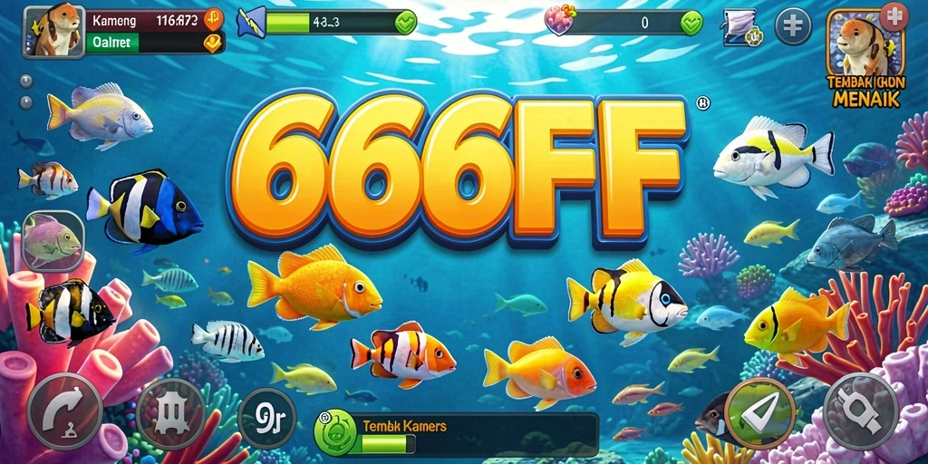 Gameplay seru dalam 666FF yang menampilkan penembakan ikan.