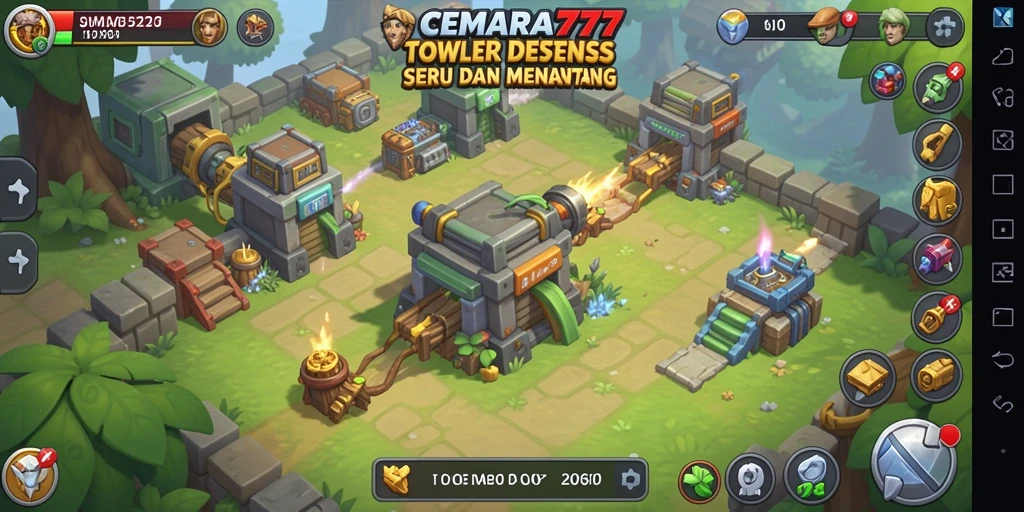 Tampilan gameplay CEMARA777 penuh strategi Tower Defense.
