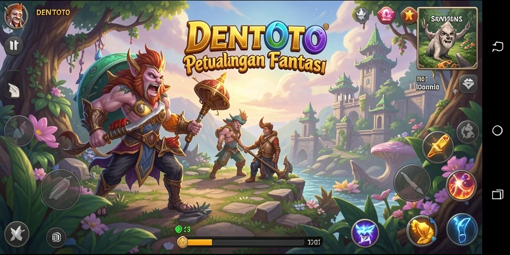 Tampilan gameplay seru DENTOTO di dunia petualangan.