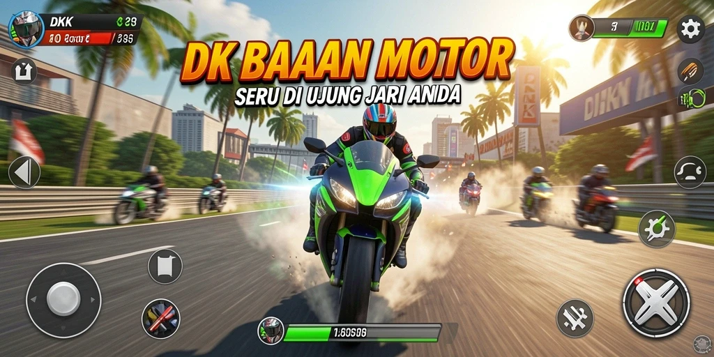 Gameplay DKK yang menegangkan dengan balap motor seru.