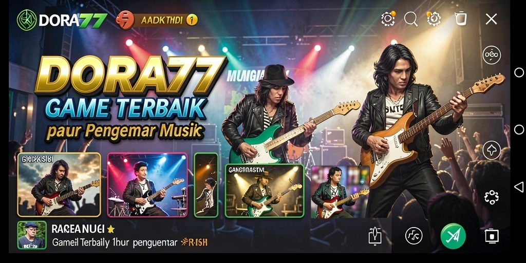 Gameplay DORA77 yang menyenangkan dengan berbagai lagu menarik.