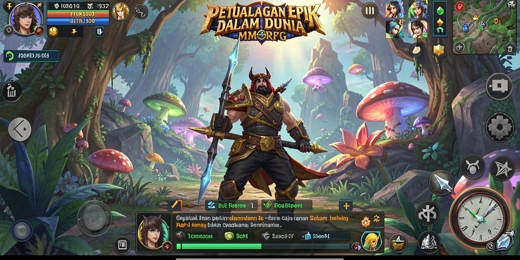 Screenshot gameplay F32 yang menampilkan aksi pertempuran MMORPG.
