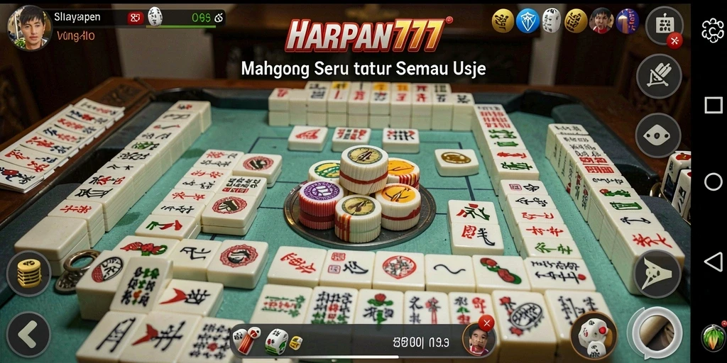 Tampilan gameplay Mahjong yang seru dan interaktif di HARAPAN777.