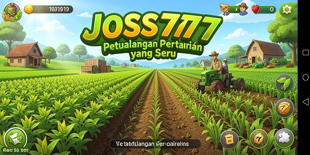 Tampilan gameplay JOSS777 dengan lahan pertanian yang indah.