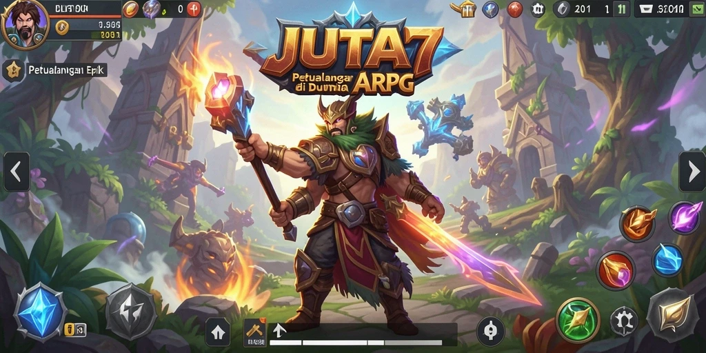 Screenshot utama JUTA7 menunjukkan aksi seru dalam pertempuran ARPG.
