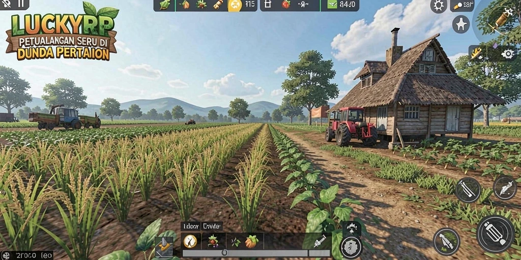 Gameplay LUCKYRP menunjukkan aktivitas bertani yang seru dan interaktif.