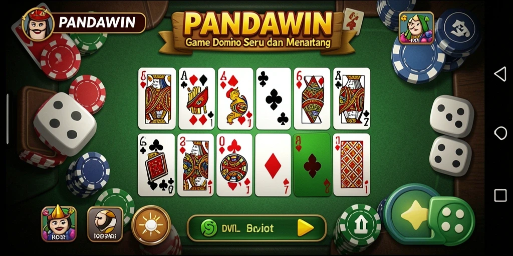 Tampilan gameplay seru di PANDAWIN dengan domino yang menarik.