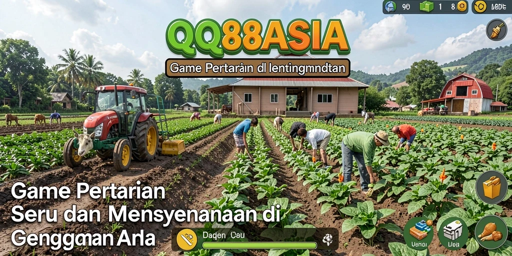 Tampilan screenshot gameplay QQ88ASIA dengan kebun yang subur dan beragam tanaman.