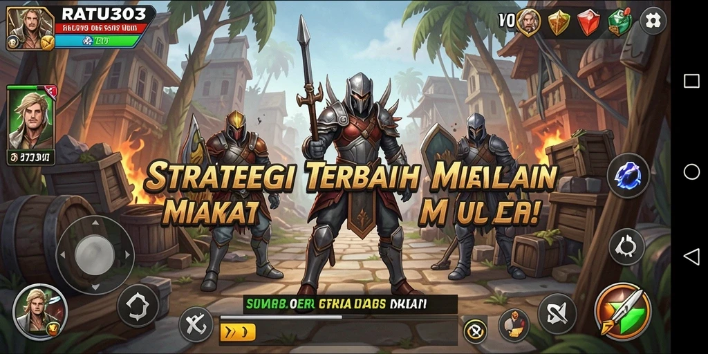 Tangkapan layar menampilkan pertempuran strategi epik dalam RATU303.