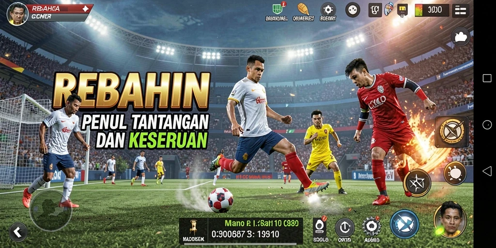 Tampilan gameplay seru di REBAHIN dengan aksi olahraga yang mendebarkan.