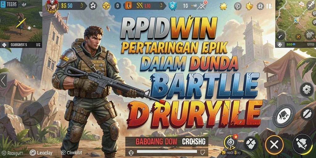 Screenshot utama RPIDWIN menampilkan aksi mendebarkan dalam battlefield Battle Royale.