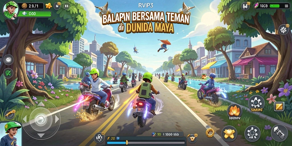 Tampilan gameplay balap yang seru dan mendebarkan di RVIP3.