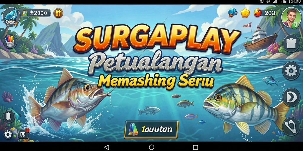 Gameplay SURGAPLAY yang menampilkan pengalaman memancing yang mendebarkan.