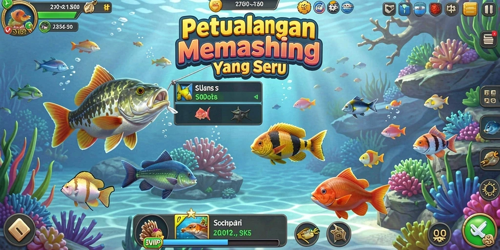 Screenshot gameplay SVIP2 memperlihatkan aksi memancing yang seru.