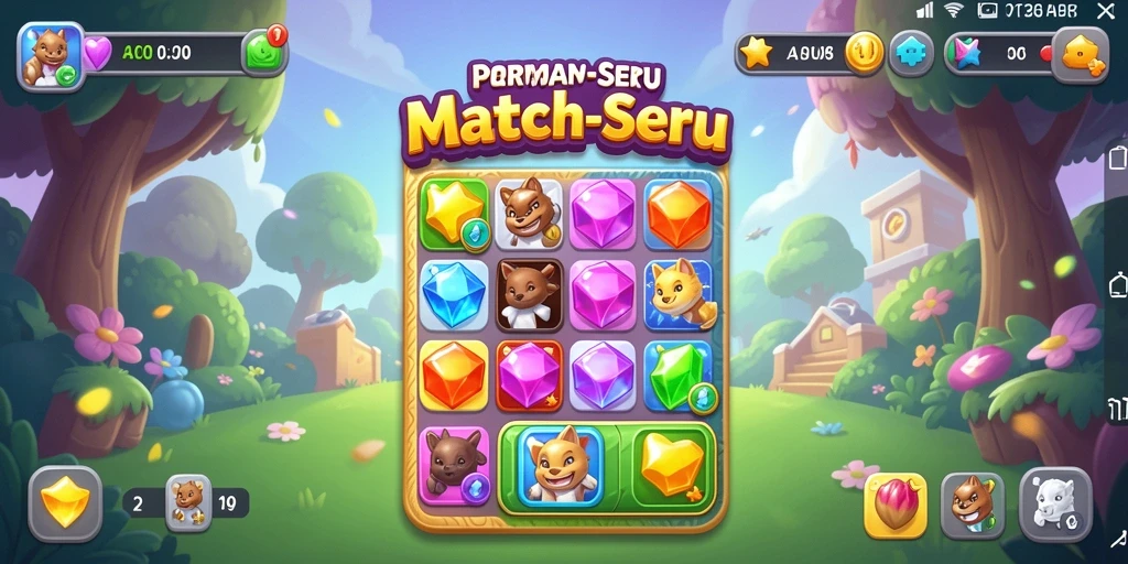 Tangkapan layar menunjukkan gameplay seru VT38 yang penuh aksi match-3.